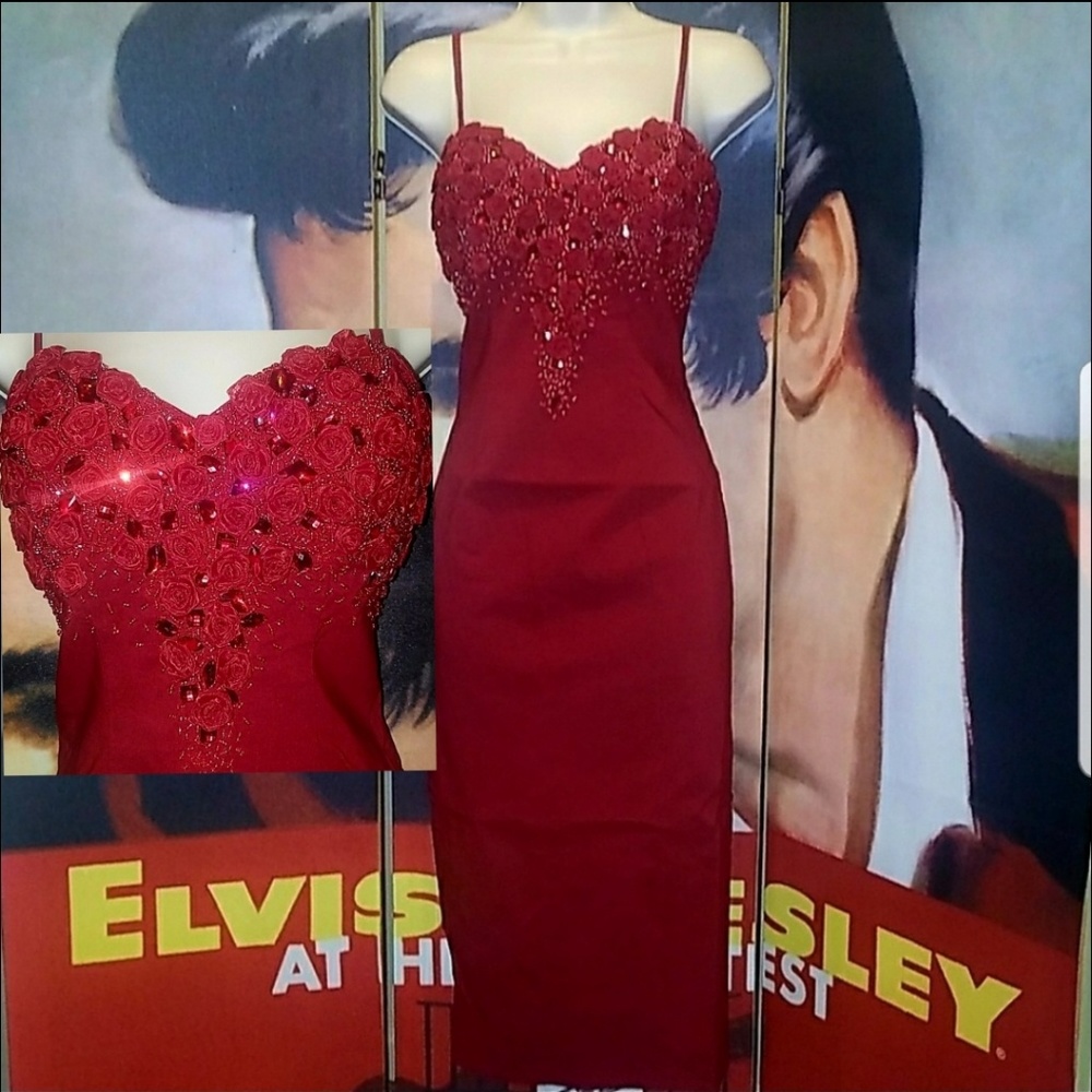 Tatyana Hermosa Dress 50s Valentine Red Ruby Roses - Picture 1 of 8
